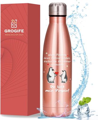 Valentinstag Jahrestag Geschenk Frauen Pinguin 500ml Thermosflasche Edelstahl