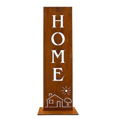 Home Deko Schild, H55cm, Gartendeko Rost Ständer aus Metall, von Rostikal