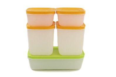 Tupperware Gefrier-Behälter 1,0 L grün-weiß + 1,1 L (2) + 450 ml (2) orange-weiß