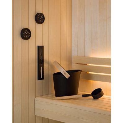 Tylö Saunazubehör Set Brilliant Black Saunakübel Saunakelle Thermometer Hygrometer S