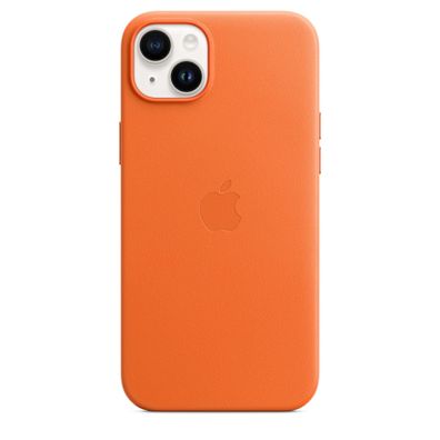 Apple iPhone 14 Plus Leder Case MPPF3ZM/ A MagSafe Schutzhülle Back Cover orange