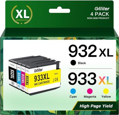 Glliter 933XL 932XL Druckerpatronen Ersatz für HP 932 933 XL Patronen Officejet