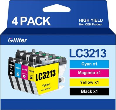 Glliter LC-3213 LC3211 Kompatibel Druckerpatronen für Brother LC3213 DCP-J572DW
