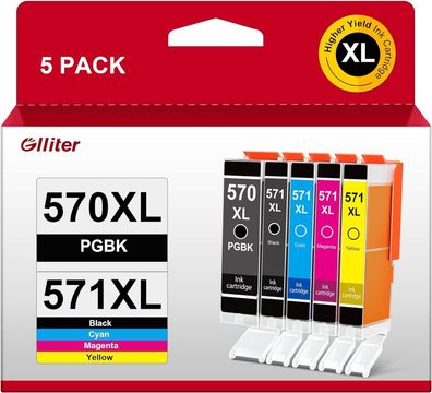 Glliter 570 571 XL Kompatibel für Canon 570XL 571XL für PIXMA TS5050 MG5750