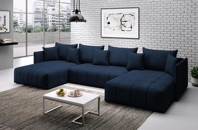 FURNIX U-Form-Sofa ASVIL Wohnzimmersofa mit Schlaffunktion und Bettkasten MH77