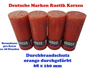 4 Kerzen Rustik Stumpen Orange 68 x 160 mm - Deutsche Marken Qualität