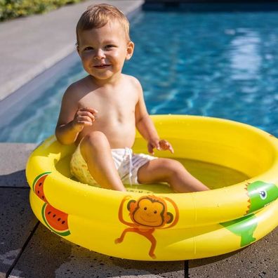Baby Pool Planschbecken Gelb Ø 60 cm 15 Liter 2 Luftkammern Babybecken Affe Dino