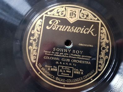 Colonial Club Orchestra - Sonny boy/ Blue night Schellack 78 rpm