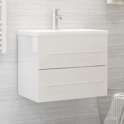 Waschbeckenunterschrank Hochglanz-Weiß 60x38,5x48 cm