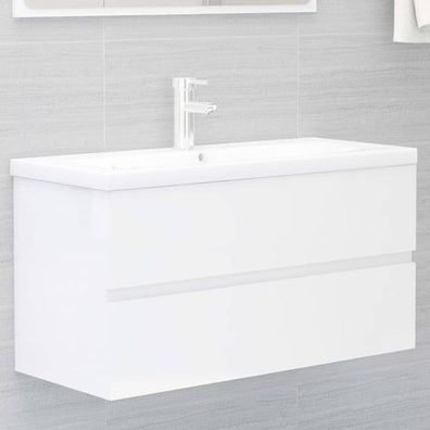 Waschbeckenunterschrank Hochglanz-Weiß 90x38,5x45 cm