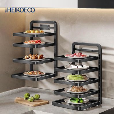 Heikoeco® Küchentheken-Aufbewahrungsregal, Topf- und Pfannen-Organizer, Höhenverstell