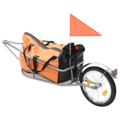 Gepäck-Fahrradanhänger mit Tasche Orange und Schwarz