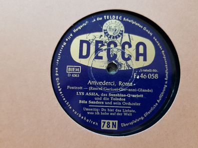 Lys Assia - Arrivederci Roma/ Du bist das Liebste Schellack 78 rpm