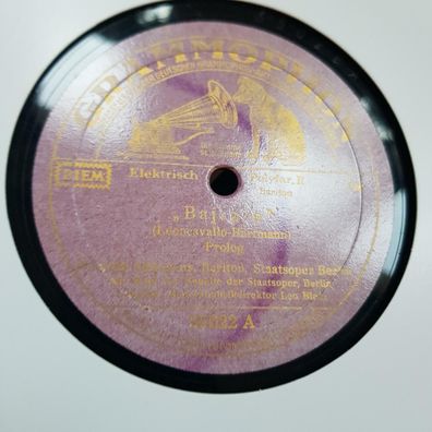 Heinrich Schlusnus - Bajazzo/ Ein Maskenball Schellack 78 rpm