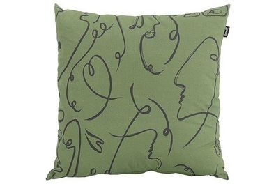 Kuschelkissen Dessin Faces green 50x50cm 50% Polyester/50% Baumwolle