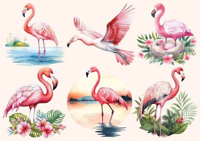 Bügelbild Bügelmotiv Flamingo Vogel rosa Junge Mädchen verschiedene Größen