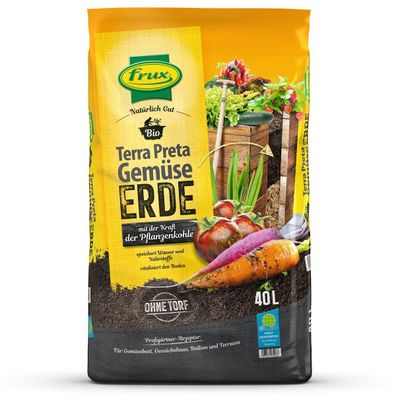 frux® Bio Terra Preta Gemüseerde mit Pflanzenkohle torffrei - 40 Liter