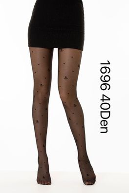 Damen Strumpfhose mit Muster Nero Frauen Hose Socken N.1696 40 DEN schwarz