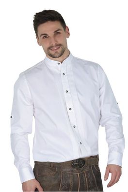 Trachtenhemd Noah Stehkragen weiß - Farbe: weiß Größe: 4XL