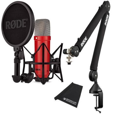Rode NT1 Signature Red Studio-Mikrofon Rot mit PSA1 + PLUS Gelenkarm Schwarz