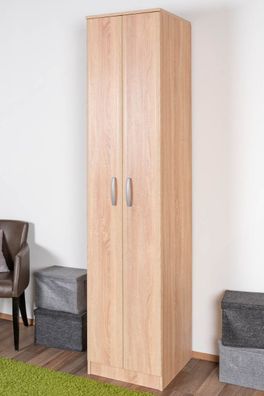 Drehtürenschrank / Kleiderschrank Muros 01, Farbe: Eiche Braun - 222 x 50 x 52 c
