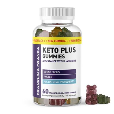 Keto Plus Gummies | Boost Focus mit L-Arginine | natürliche Inhaltsstoffe| 60 Gummis