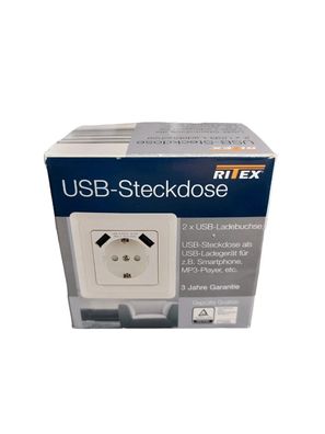 Ritex Unterputz USB Steckdose - 2x USB Typ A Port - 5 VDC, max 2.1A ca.4cm Tiefe