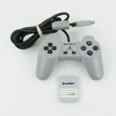 Original Ps1 - Playstation 1 Controller in Grau + 1Mb Memory Card
