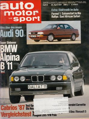 auto motor und sport 9 / 1987, BMW Alpina, Audi 90, Cabrio, Kleinwagen, Formel 1,
