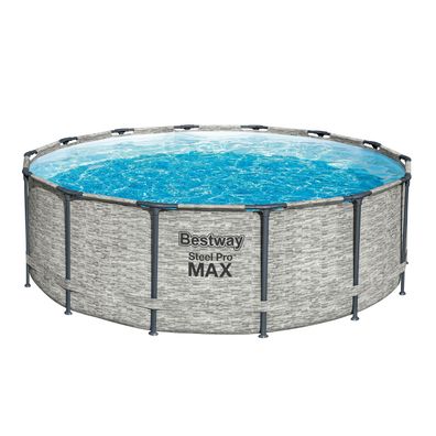 Steel Pro MAX™ Solo Pool ohne Zubehör Ø 427 x 122 cm, Steinwand-Optik, rund
