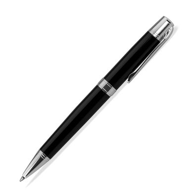 schwarzer verchromter Kugelschreiber 14 cm lang Ø 1.3 cm
