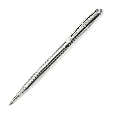 dünner versilberter Kugelschreiber 14 cm lang mit Fadendekor