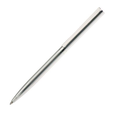 dünner versilberter 14 cm langer Kugelschreiber mit Fadendekor
