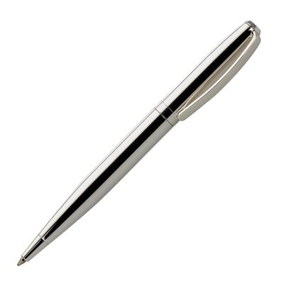 glänzender versilberter Kugelschreiber 14 cm lang glatte Oberfläche
