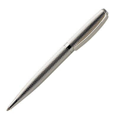 glänzender versilberter Kugelschreiber 14 cm körnige Oberfläche