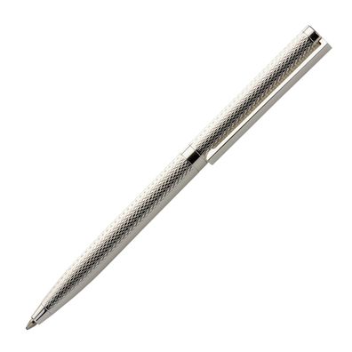 glänzender versilberter 14 cm langer Kugelschreiber körnige Oberfläche