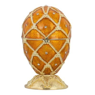 Kleine gelbe edle Dose in Ei-Form mit Strasssteinen 15 cm zum Öffnen & Befüllen