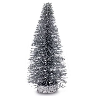 kleiner glänzender silberner Metall Deko Weihnachtsbaum Höhe 20 cm