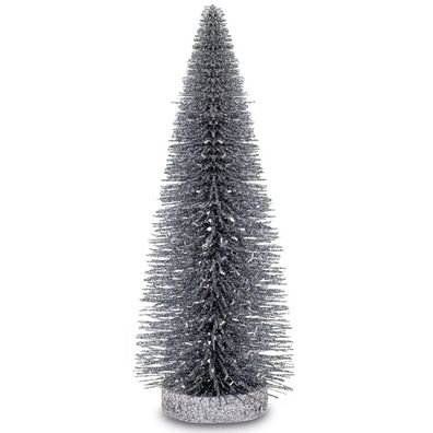 hoher glänzender silberner Metall Deko Weihnachtsbaum Höhe 25 cm
