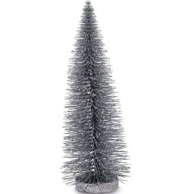 hoher glänzender silberner Metall Deko Weihnachtsbaum Höhe 35 cm