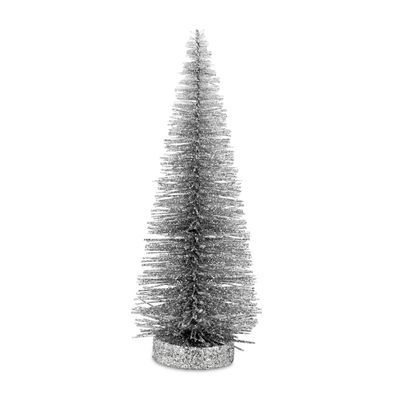 heller silberner Metall Deko Weihnachtsbaum Höhe 25 cm