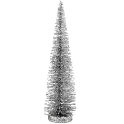 hoher heller silberner Metall Deko Weihnachtsbaum Höhe 35 cm