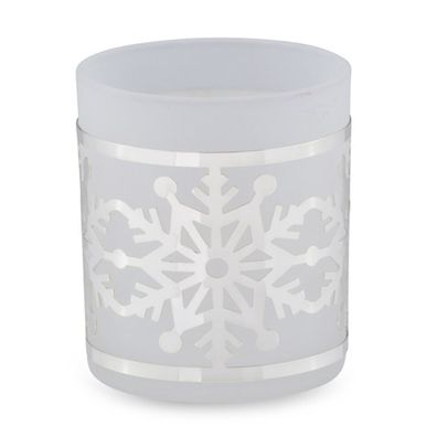 weißer versilberter Teelichthalter Schneeflocke 8.6 cm