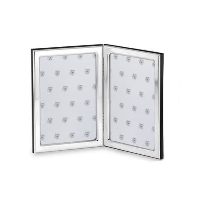 kleiner klappbarer 925 Silber Doppel-Fotorahmen 9x13 cm - Holzrücken & Glas
