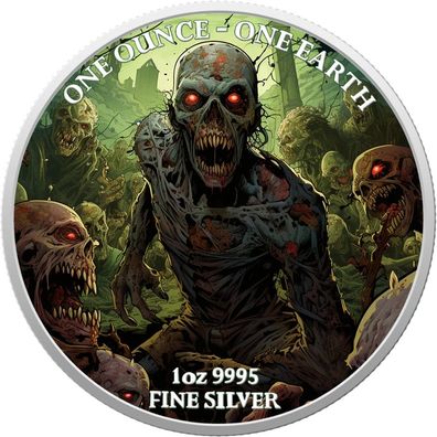 Fiji - Earth 2022 - Zombies - 1 oz Silbermünze Farbe