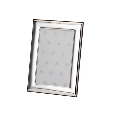 kleiner eckiger mini Fotorahmen 6x9 cm 925 Silber poliert mit Holzrücken & Glas