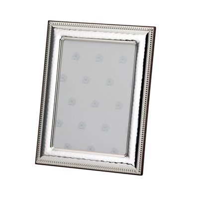 großer stehender 925 Silber Fotorahmen 13x18 cm Perloptik mit Holzrücken & Glas