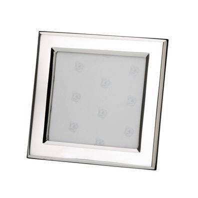 kleiner quadratischer 925 Silber Fotorahmen 9x9 cm mit Holzrücken & Glas