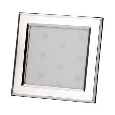 kleiner quadratischer 925 Silber Fotorahmen 12x12 cm mit Holzrücken & Glas