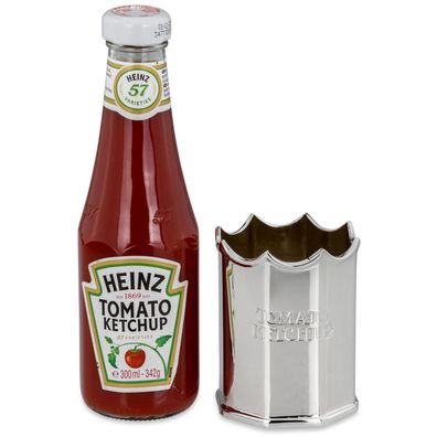 versilberter Ketchup Flaschen Halter 9 cm hoch inkl. Flasche